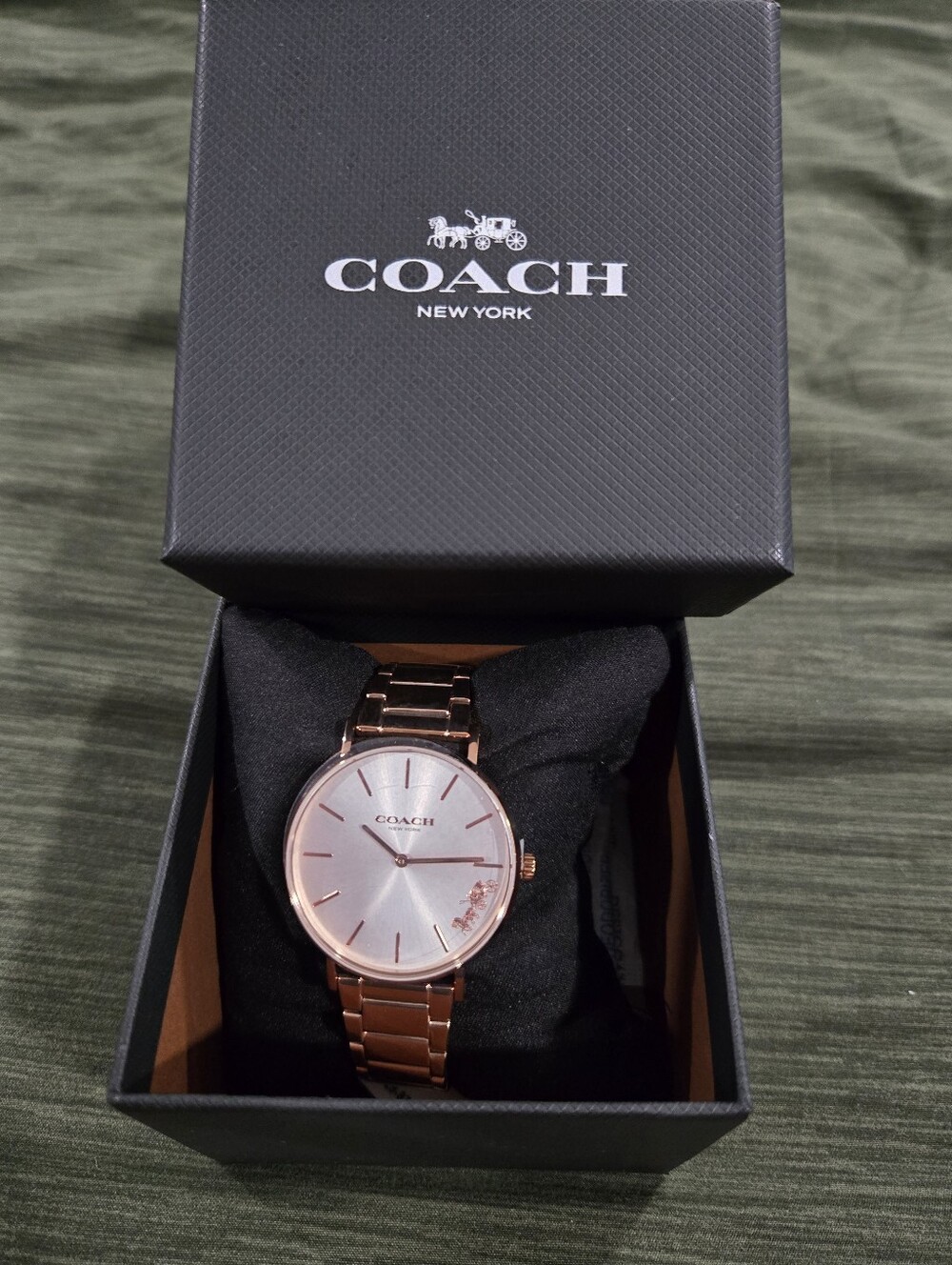COACH Perry Women’s Rose Gold Tone Stainless Steel Bracelet Watch
